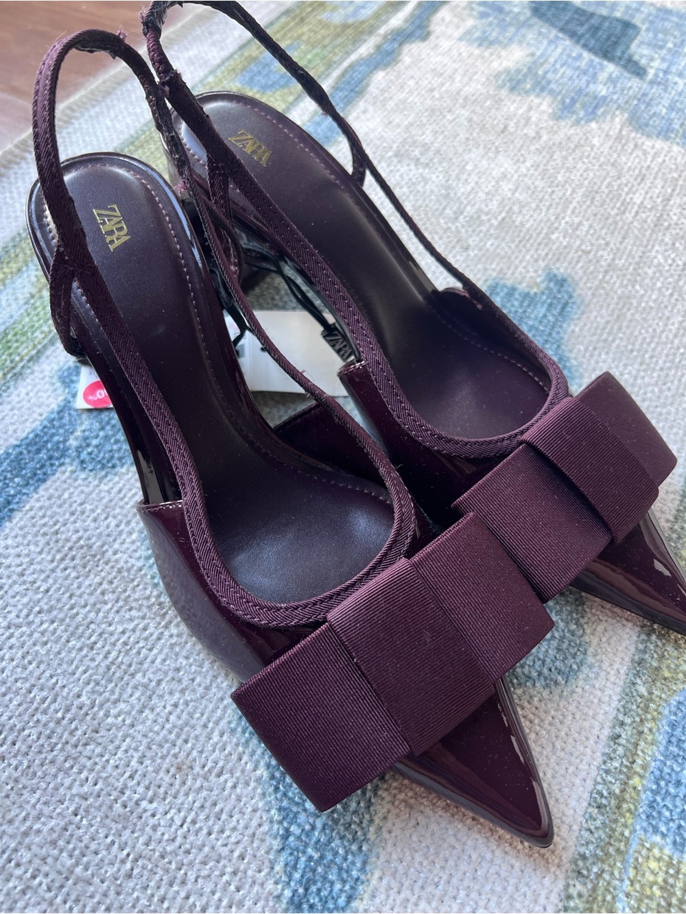 Zara Burgundy Bow Slingback Pumps